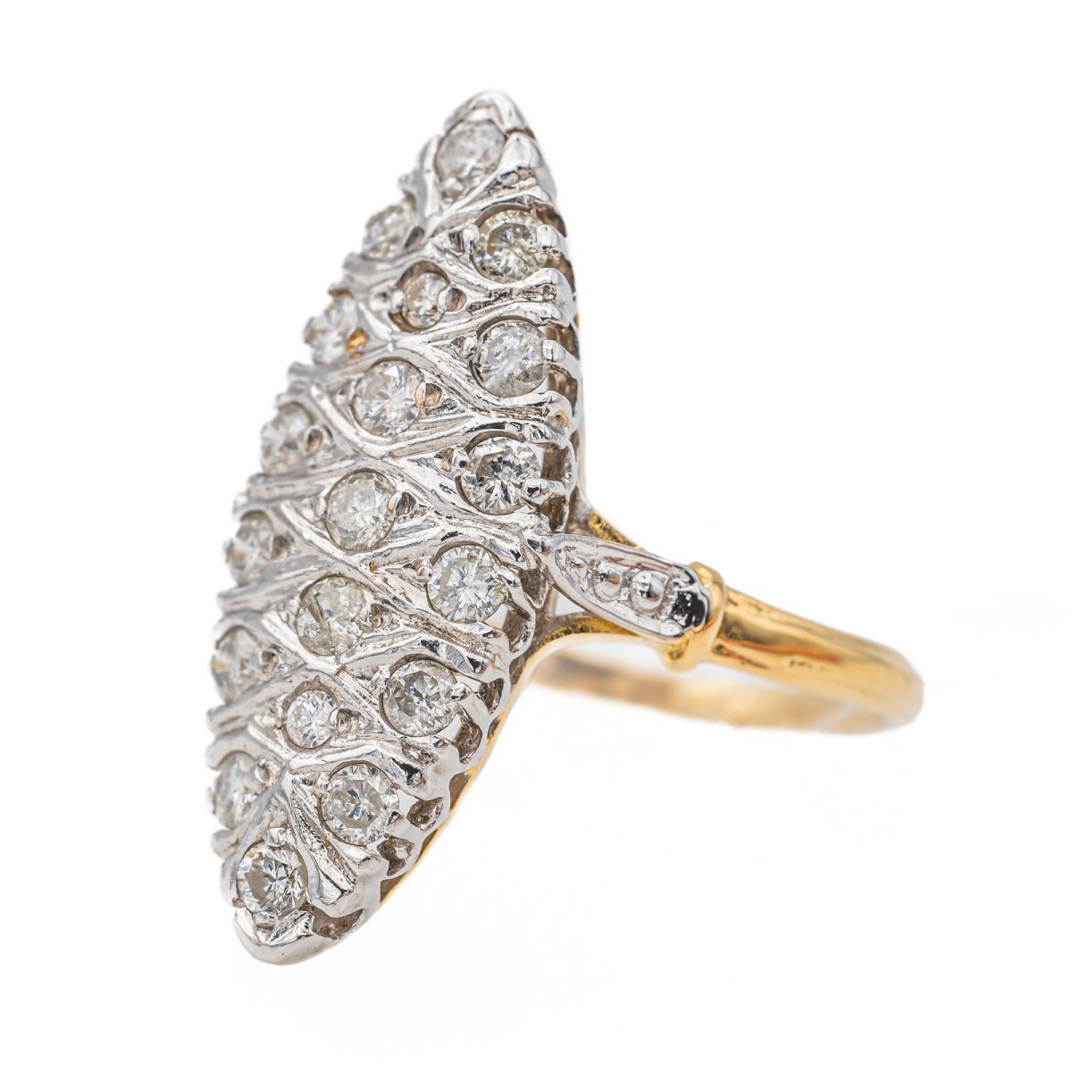 Bague Marquise Or blanc Diamant - Castafiore