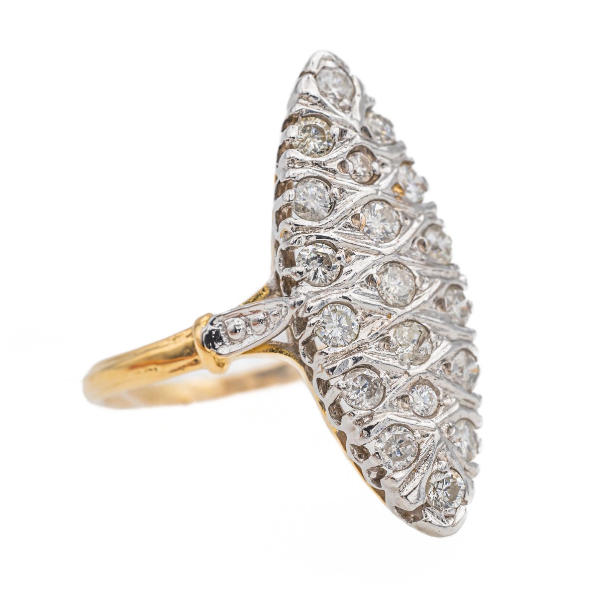 Bague Marquise Or blanc Diamant - Castafiore