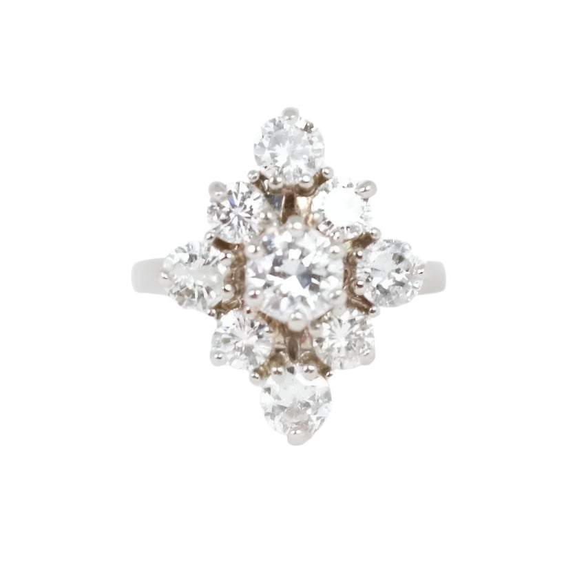 Bague marquise or blanc diamants 2,3 ct - Castafiore