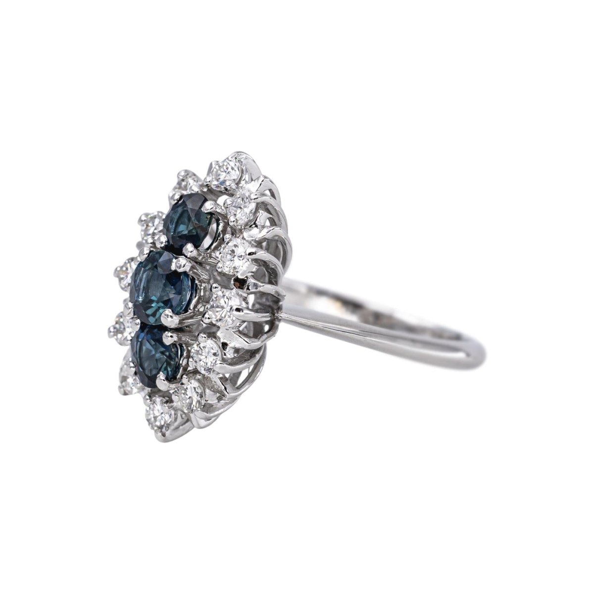 Bague Marquise Or blanc Saphir - Castafiore