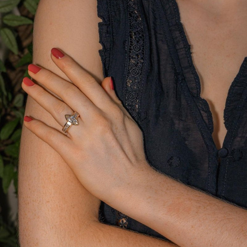 Bague Marquise Or jaune Diamant - Castafiore