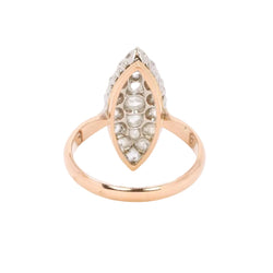 Bague marquise or rose diamants taille rose - Castafiore