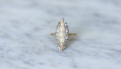 Bague marquise perles et diamants - Castafiore