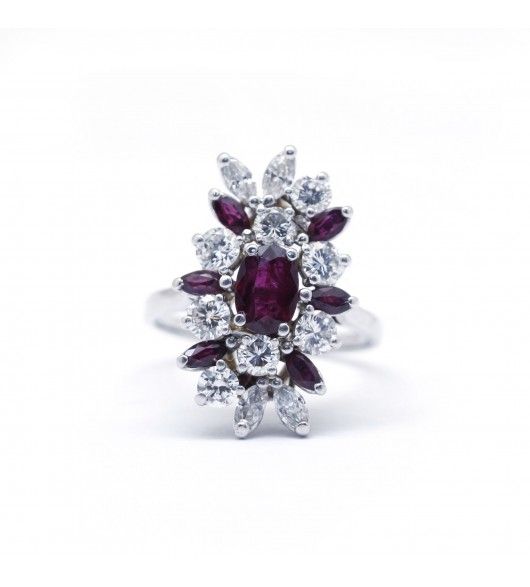 Bague "Marquise" - Rubis et Diamant - Castafiore