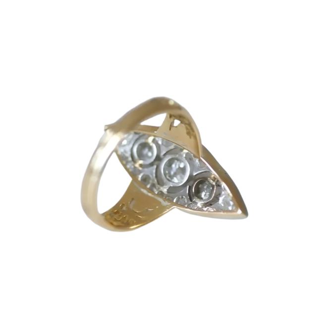 Bague marquise trèfle diamants - Castafiore