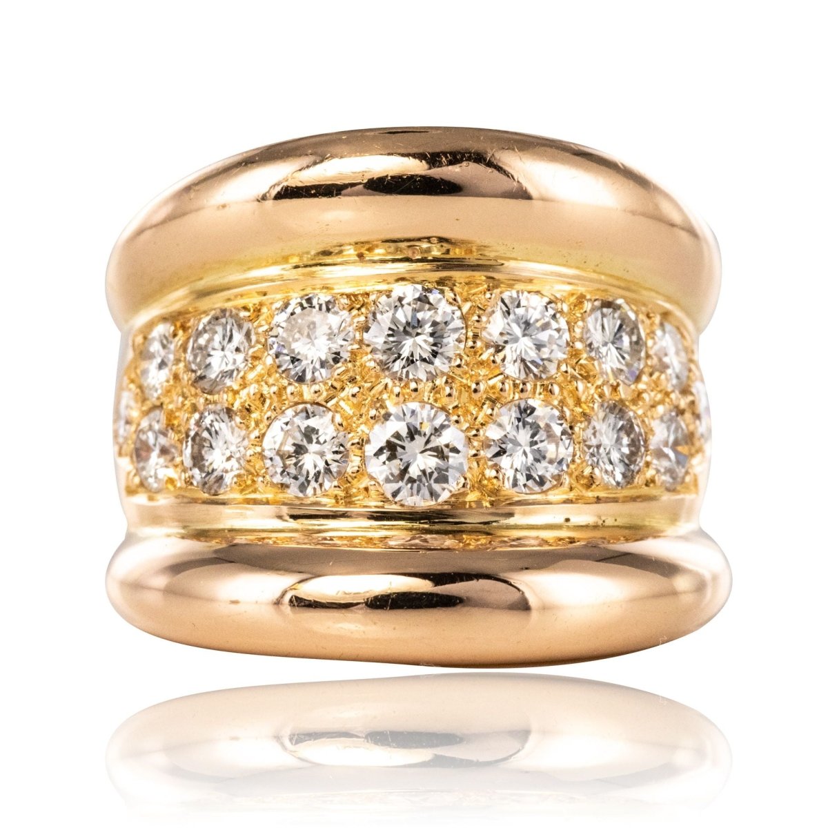 Bague massive godrons pavé de diamant - Castafiore