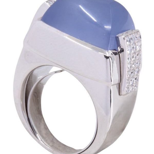 Bague MAUBOUSSIN cabochon en or blanc - Castafiore