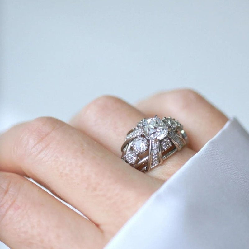 Bague Mauboussin Diamant Coussin 1.57 Cts sur Platine - Castafiore