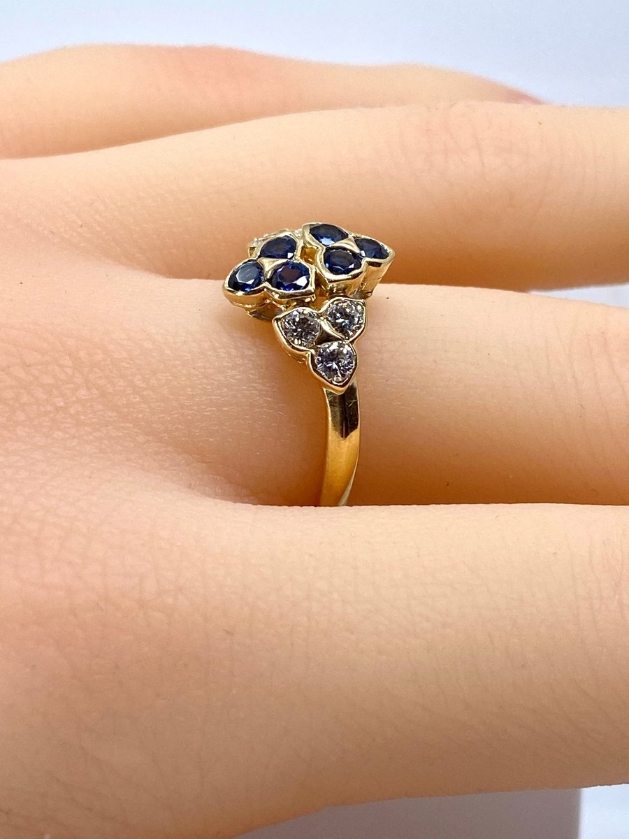 Bague Mauboussin en or jaune 18 carats en saphirs et diamants - Castafiore