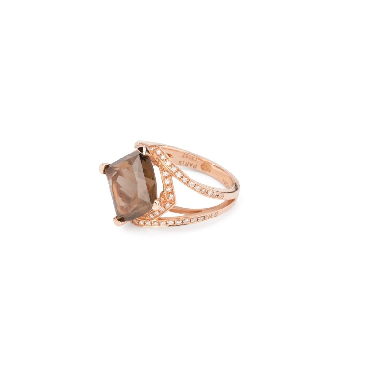 Bague MAUBOUSSIN en or rose, quartz et diamants - Castafiore