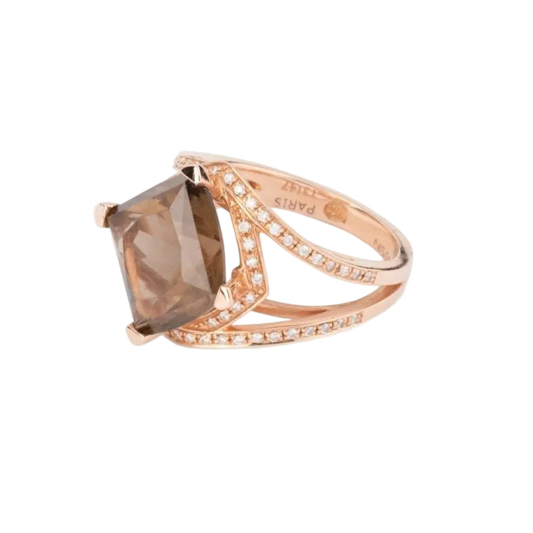 Bague MAUBOUSSIN en or rose, quartz et diamants - Castafiore