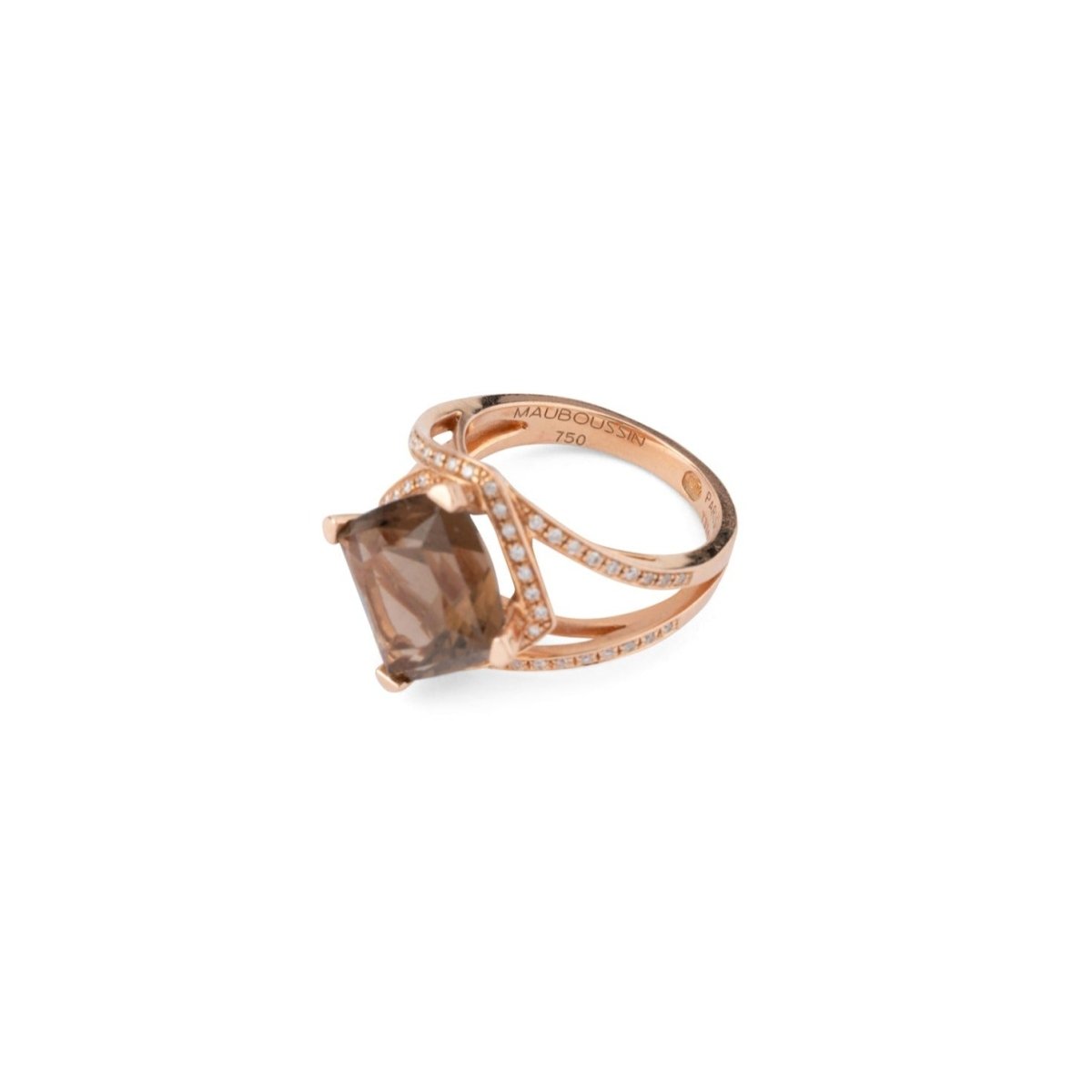 Bague MAUBOUSSIN en or rose, quartz et diamants - Castafiore