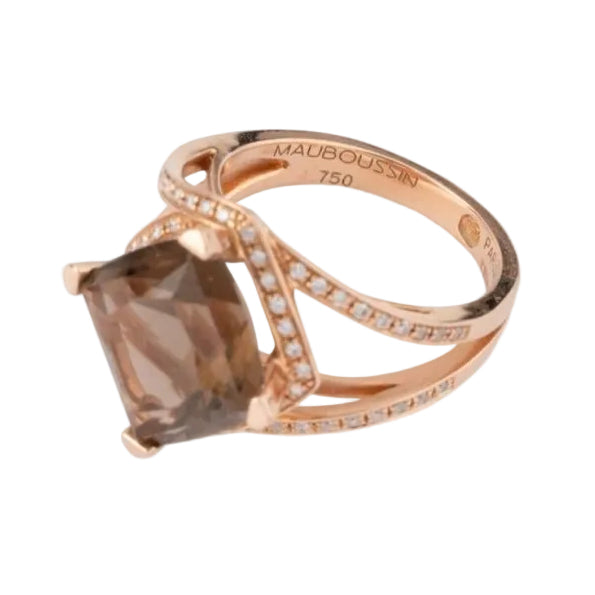 Bague MAUBOUSSIN en or rose, quartz et diamants - Castafiore