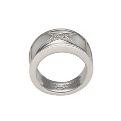Bague MAUBOUSSIN "Étoile Beauté" en or gris, nacre et diamants - Castafiore