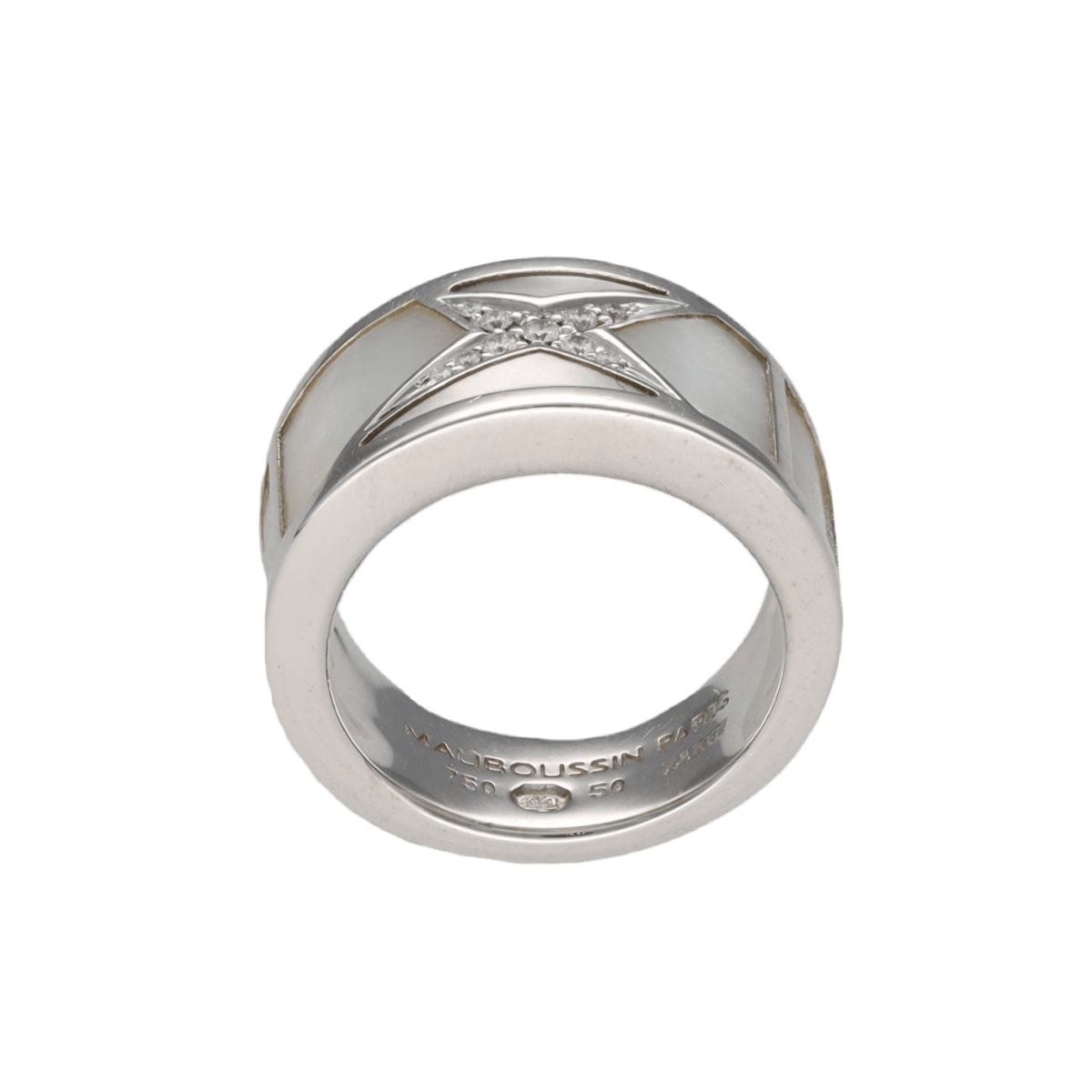 Bague MAUBOUSSIN "Étoile Beauté" en or gris, nacre et diamants - Castafiore