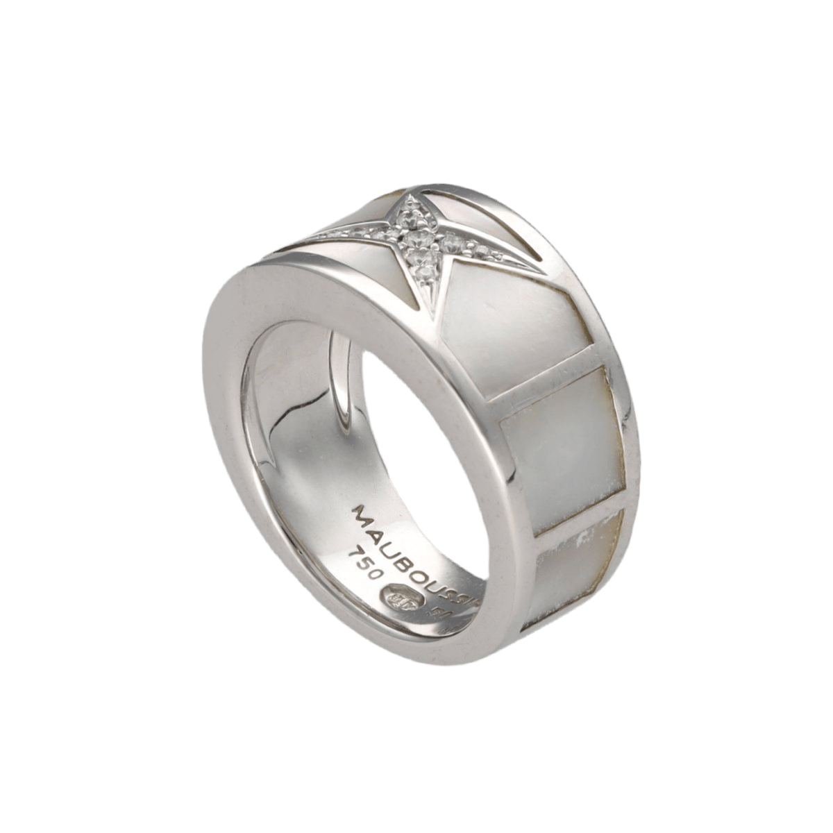Bague MAUBOUSSIN "Étoile Beauté" en or gris, nacre et diamants - Castafiore