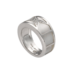 Bague MAUBOUSSIN "Étoile Beauté" en or gris, nacre et diamants - Castafiore