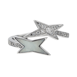 Bague MAUBOUSSIN "Étoile de Vie" en or blanc, nacre et diamants - Castafiore