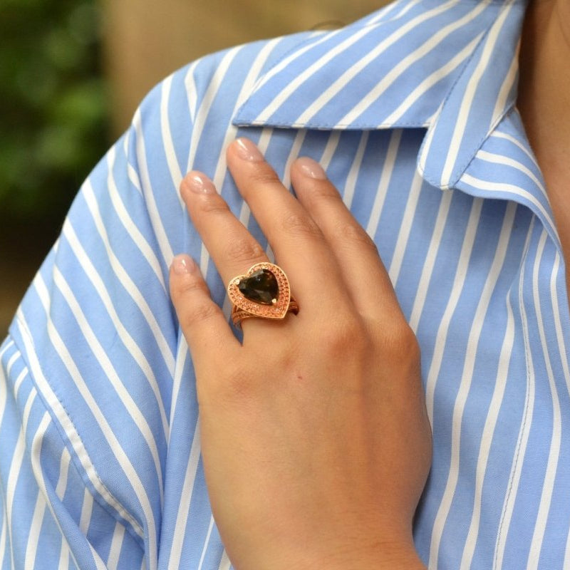 Bague MAUBOUSSIN Sutbile Raison en or jaune quartz fumé saphirs citrines - Castafiore