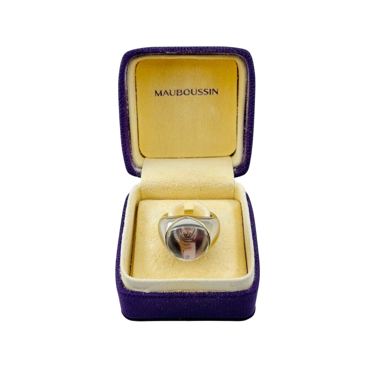 Bague MAUBOUSSIN "Transparence" en or blanc, cristal de roche et diamant - Castafiore