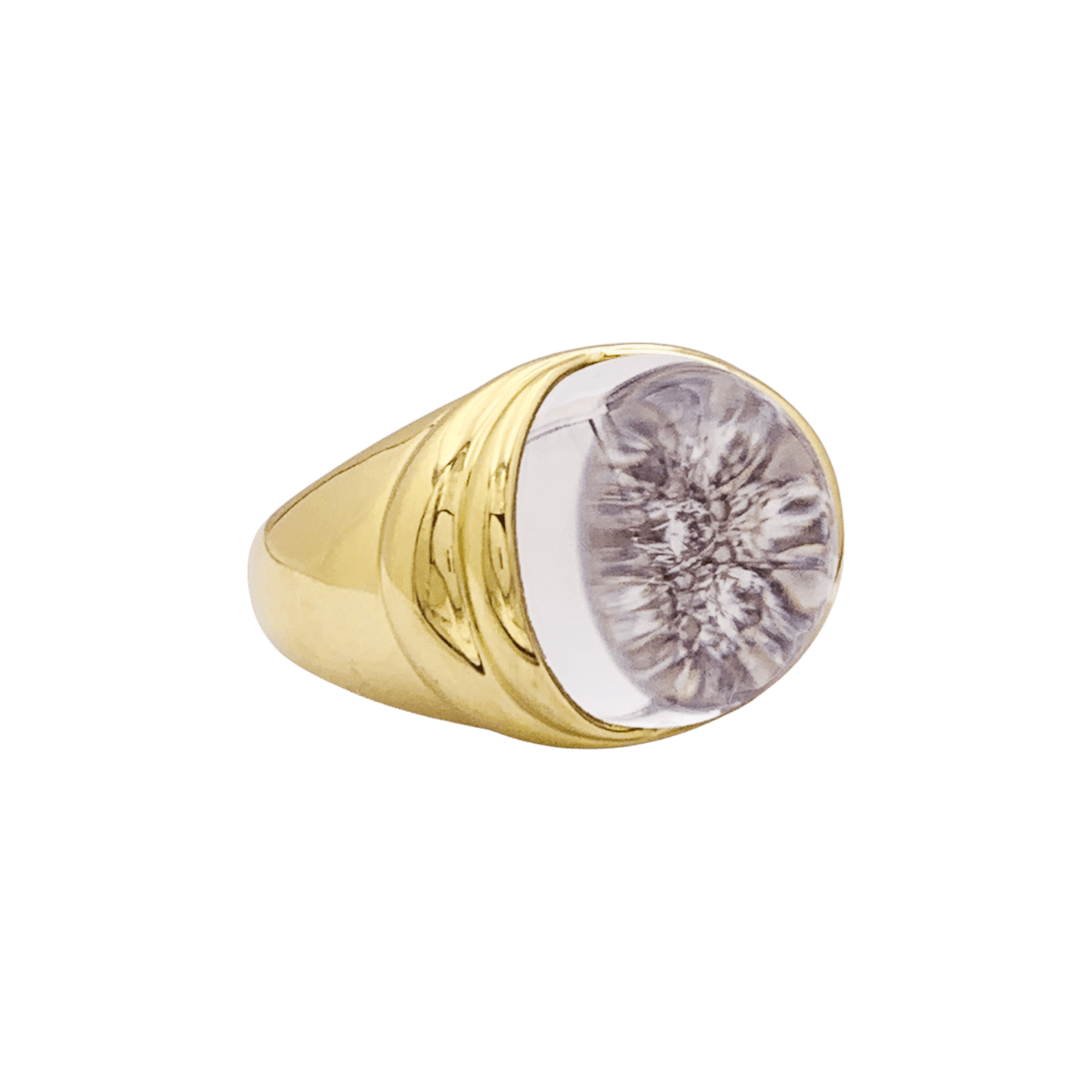 Bague MAUBOUSSIN Transparence pavée en or jaune, cristal de roche et diamants - Castafiore