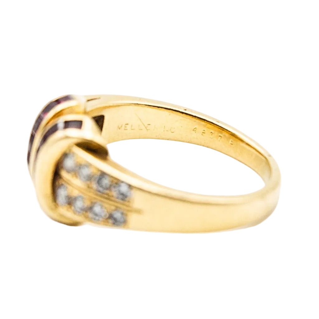 Bague MELLERIO en or jaune, rubis et diamants - Castafiore