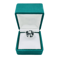 Bague MELLERIO "Graphic GM" en or gris, céramique et diamants - Castafiore