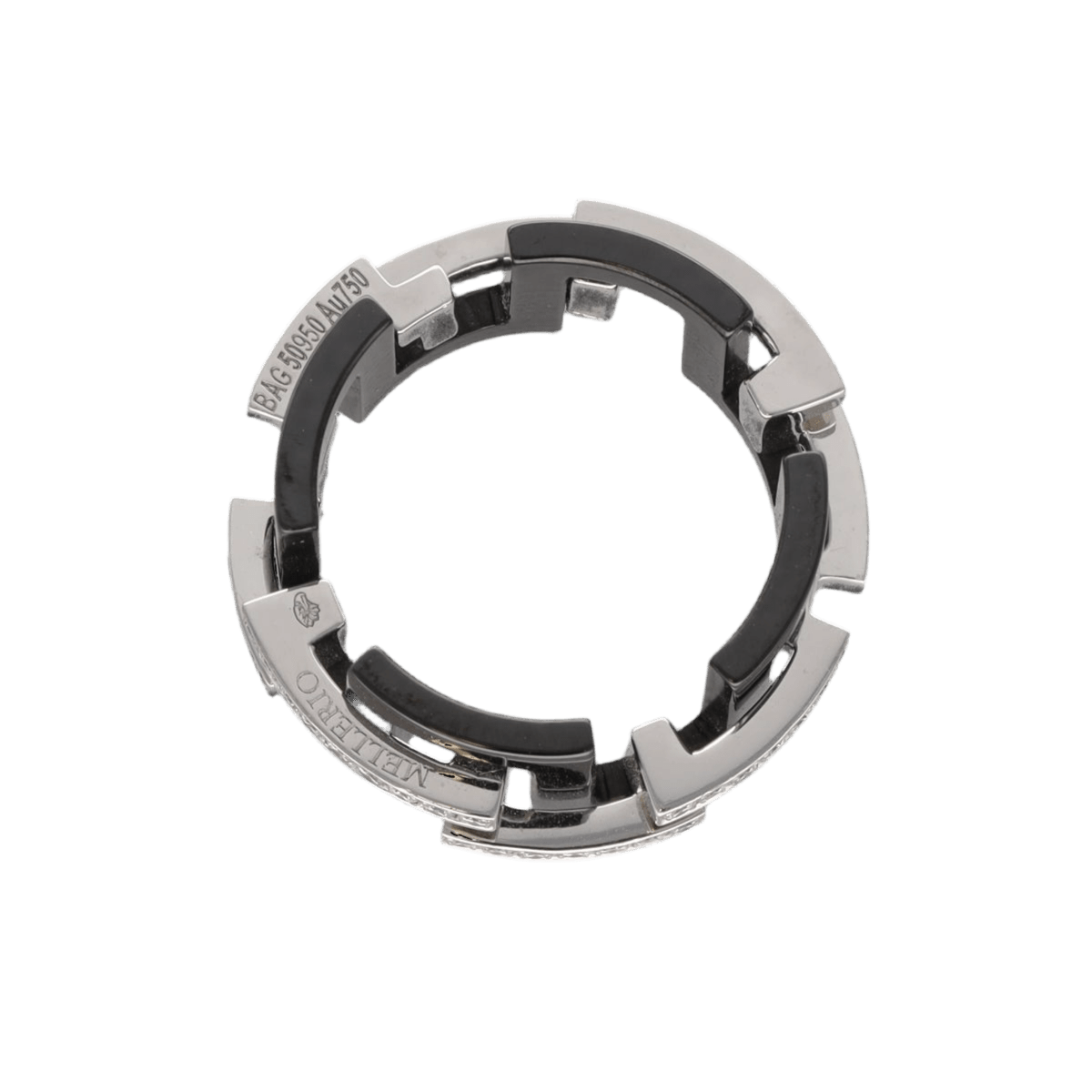 Bague MELLERIO "Graphic GM" en or gris, céramique et diamants - Castafiore