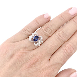 Bague Mellerio "Reine de Coeur Désirée" or blanc, diamants, saphir. - Castafiore