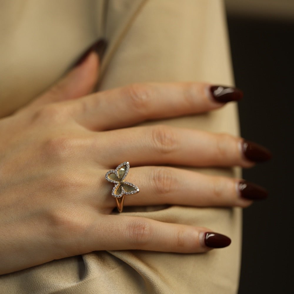Bague Messika Butterfly Or rose 18k avec diamants brillants. Taille 55 - Castafiore