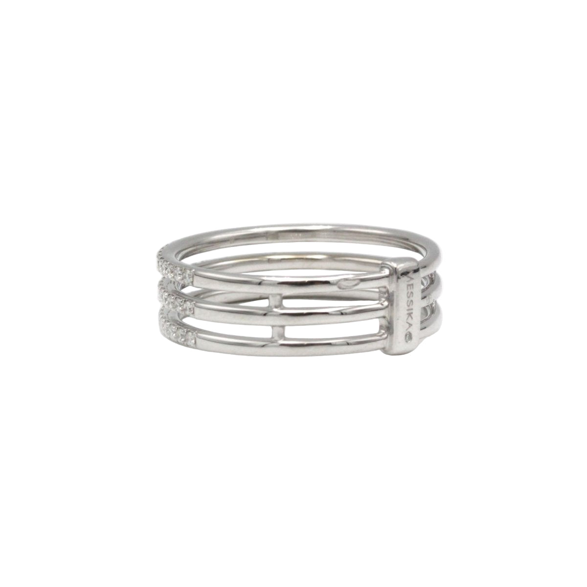 Bague MESSIKA Gatsby 3 rangs en or blanc et diamants - Castafiore