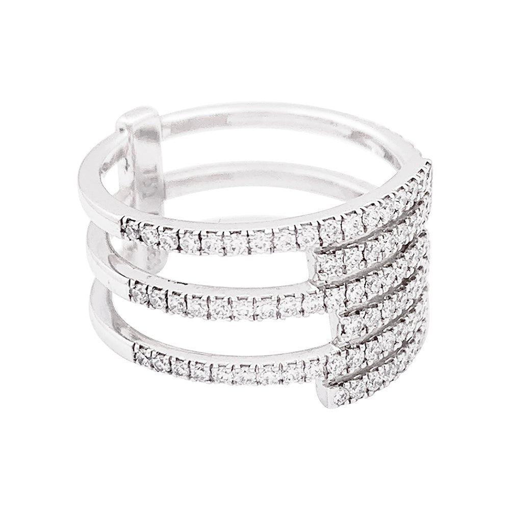 Bague Messika "Gatsby", or blanc, diamants. - Castafiore