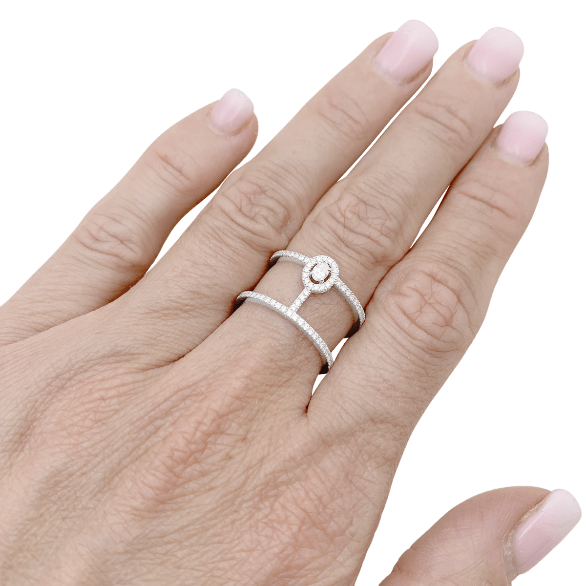 Bague Messika "Glam'Azone" or blanc, diamants. - Castafiore