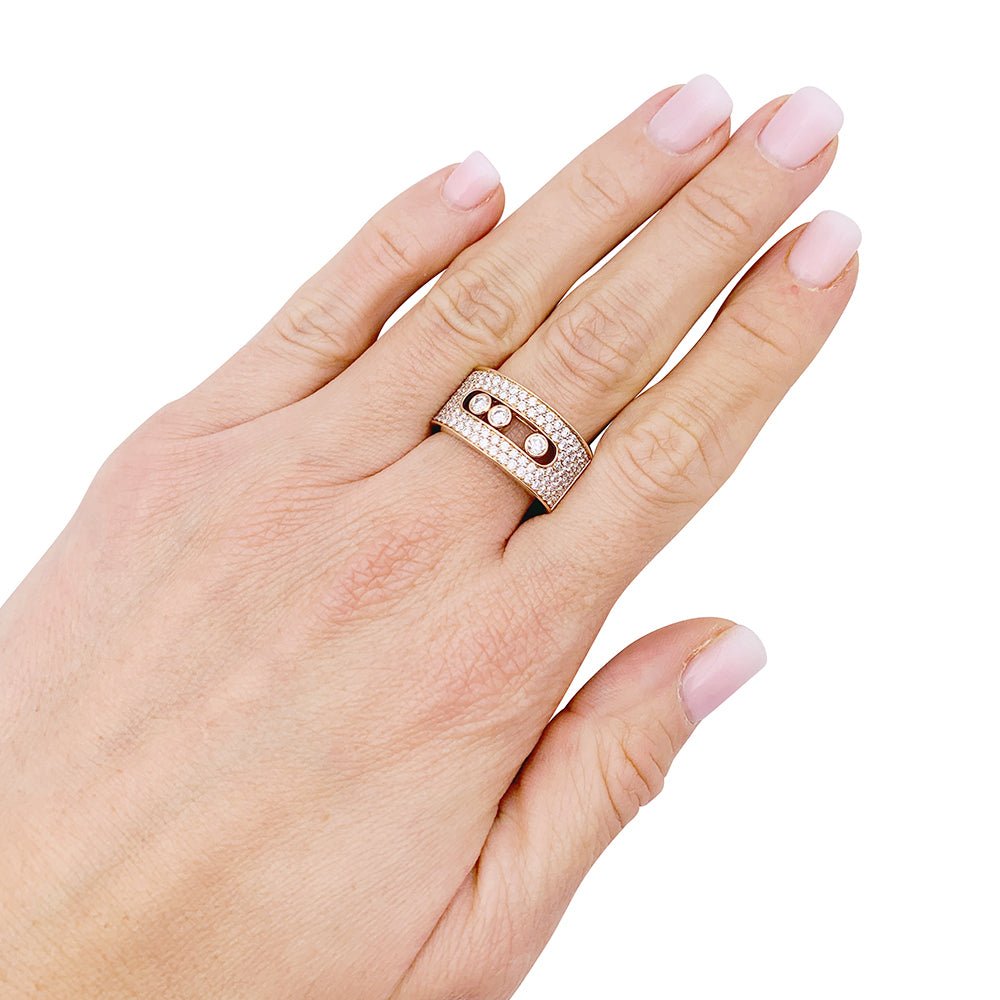 Bague Messika, "Move Joaillerie Pavée", or rose, diamants. - Castafiore