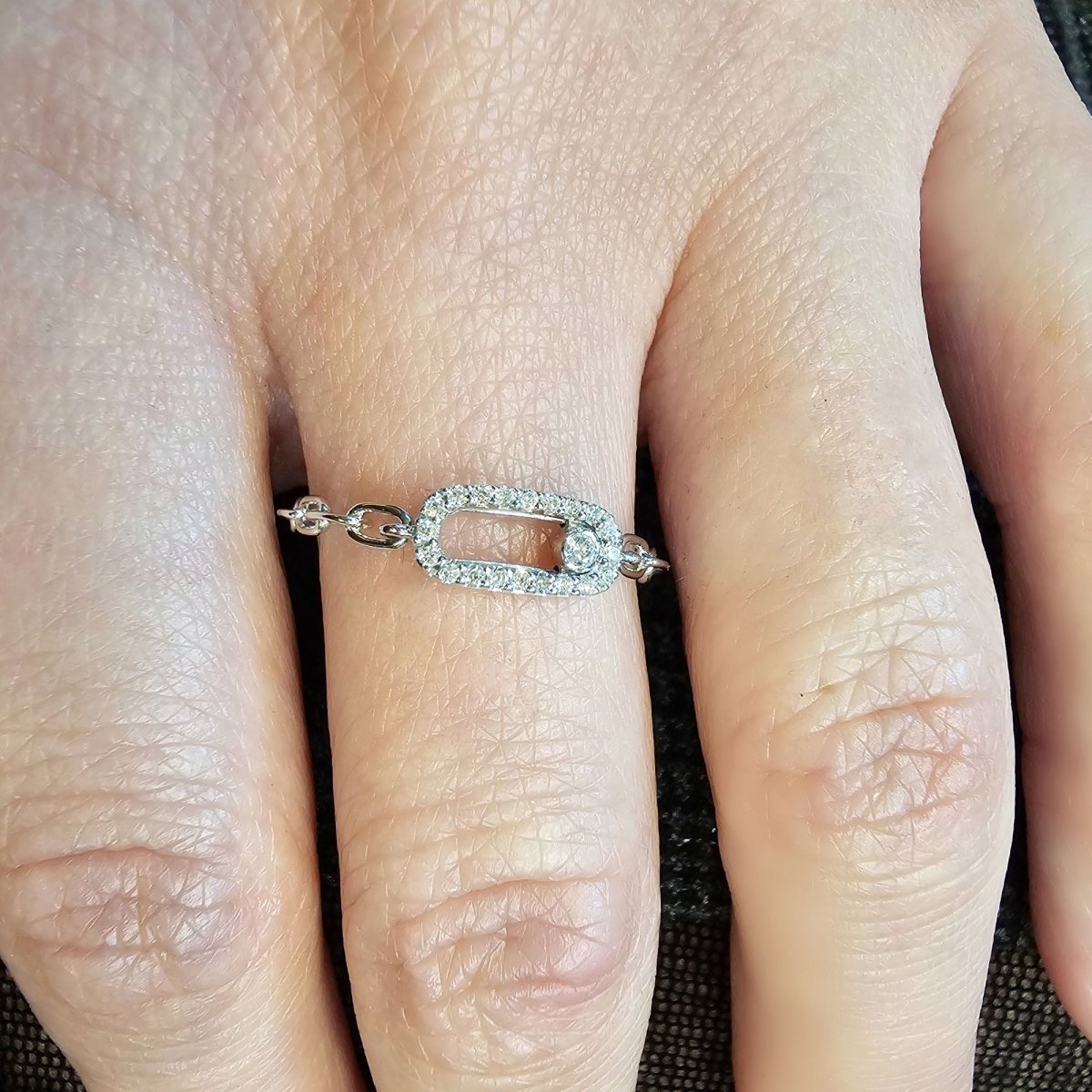 Bague Messika, "Move Link Multi " en or blanc et diamants - EU53 - Castafiore