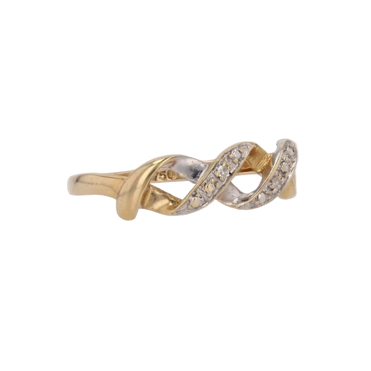 Bague moderne diamants 2 ors entrelacés - Castafiore