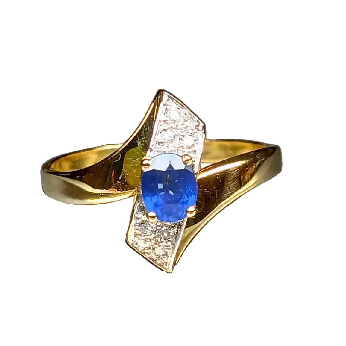 Bague moderne en or jaune saphir et diamants - Castafiore