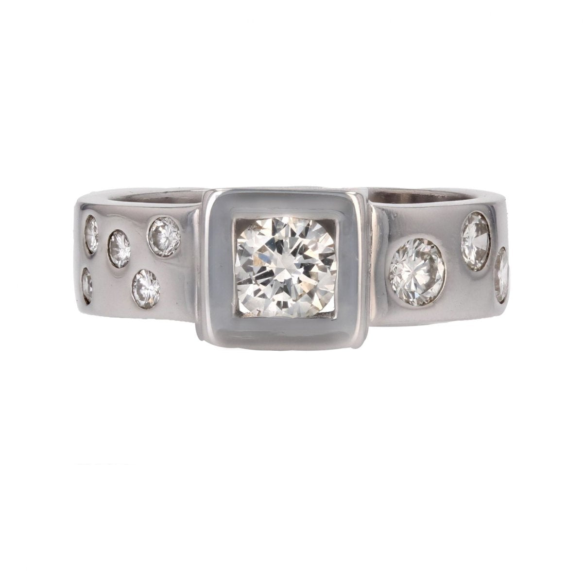 Bague moderniste diamants or blanc - Castafiore