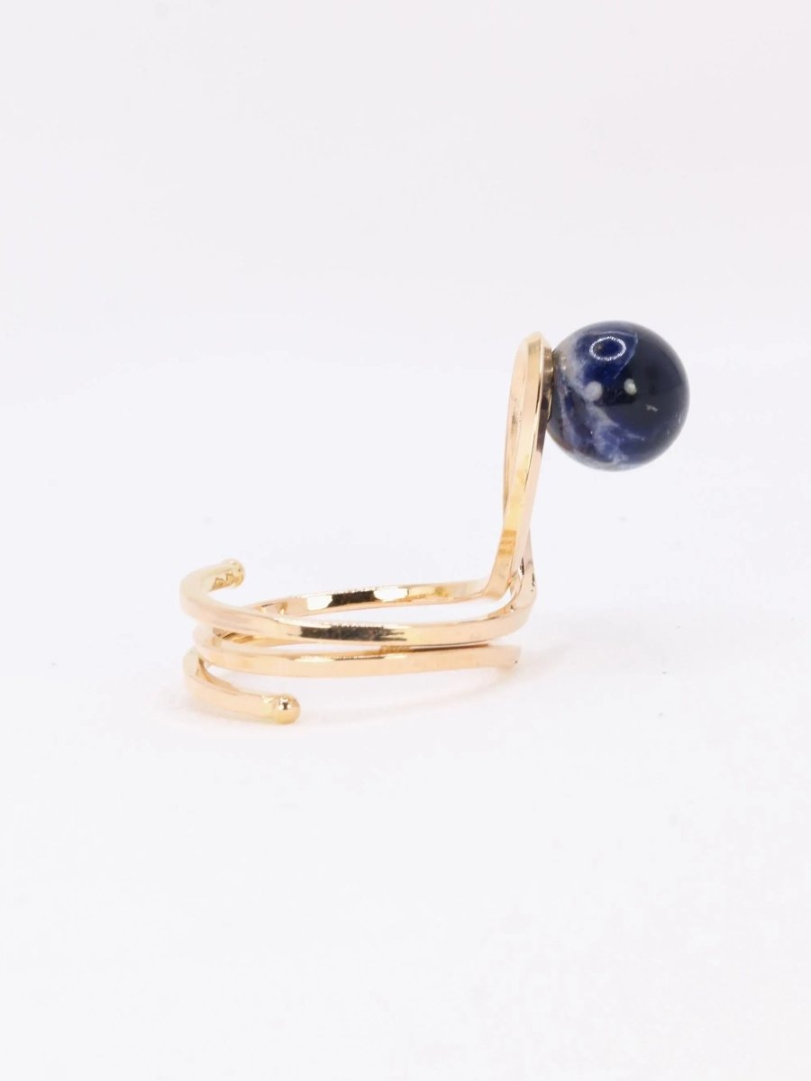 Bague moderniste or jaune sodalite - Castafiore