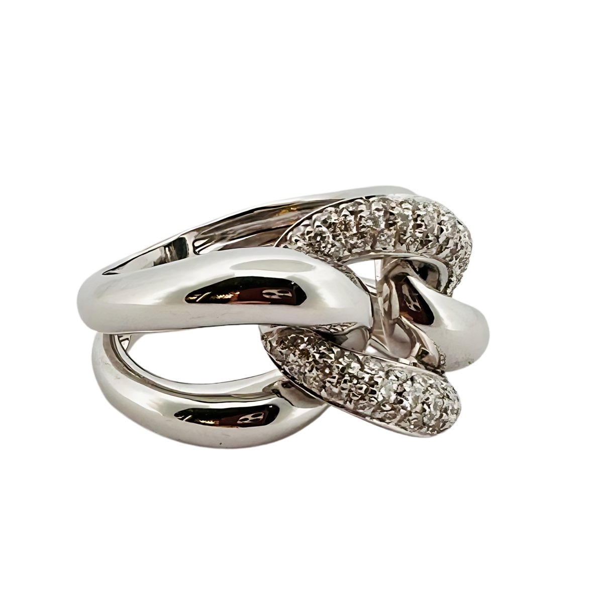 Bague Motif Maille en or blanc et diamant - Castafiore