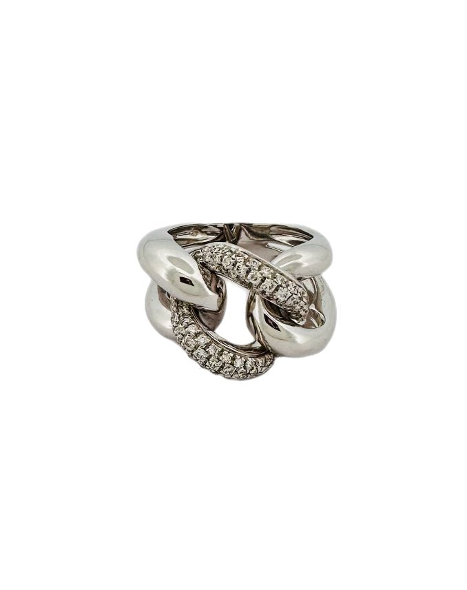 Bague Motif Maille en or blanc et diamant - Castafiore