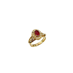 Bague Napoléon III en or jaune, grenat doublet et perles - Castafiore