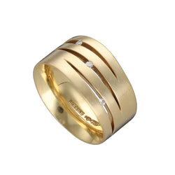 Bague Niessing Fontana – Or Jaune 18k – 3 Diamants env. 0,05 ct H-VS – Taille 54,5