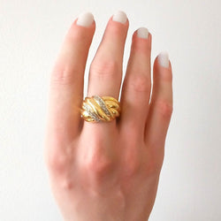 Bague Noeud drapé en or jaune et diamants - Castafiore