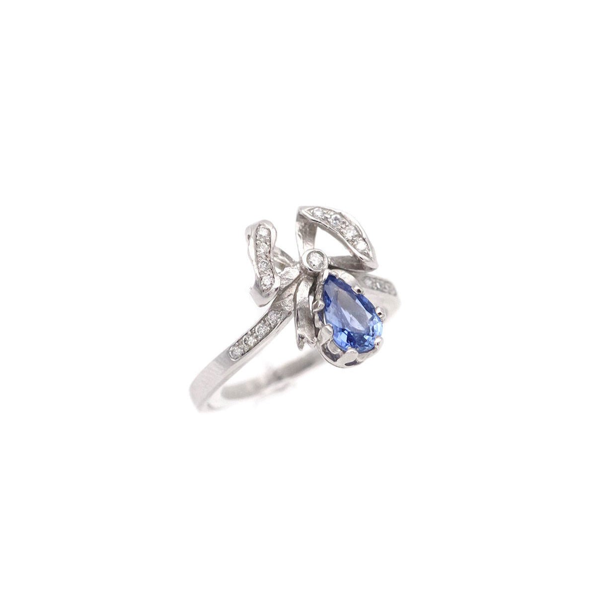 Bague nœud en or blanc, saphir et diamants - Castafiore