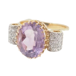 Bague noeud en or jaune, améthyste et diamants - Castafiore