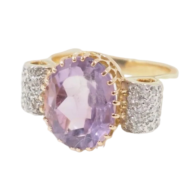 Bague noeud en or jaune, améthyste et diamants - Castafiore