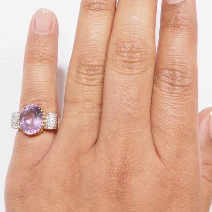 Bague noeud en or jaune, améthyste et diamants - Castafiore