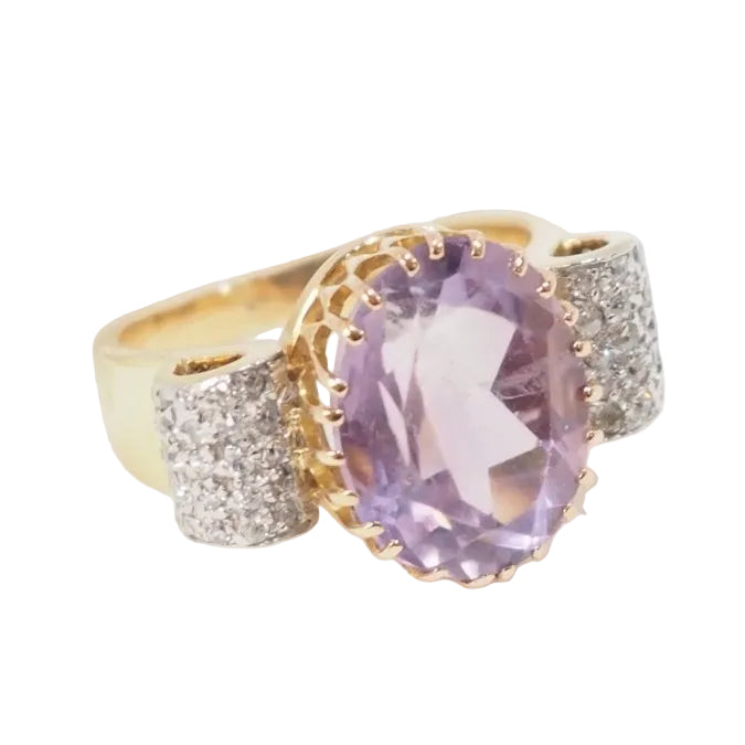 Bague noeud en or jaune, améthyste et diamants - Castafiore