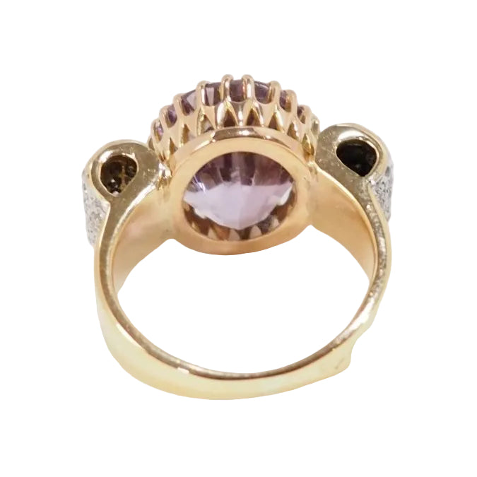 Bague noeud en or jaune, améthyste et diamants - Castafiore